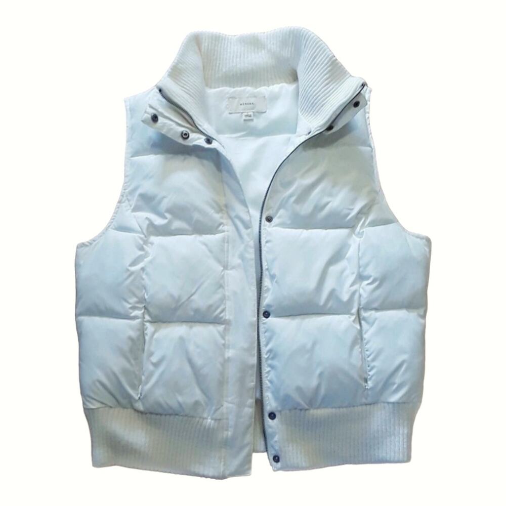 MERONA White Puffer Vest Juniors Size L Outerwear Fall Ski Winter Coats Jacket